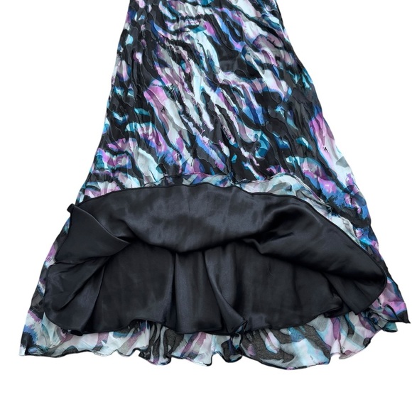 Camille la Vie BLACK BLUE MULTI COLOR STRIPES BEADED PROM FORMAL GOWN DRESS 4 - Picture 6 of 15